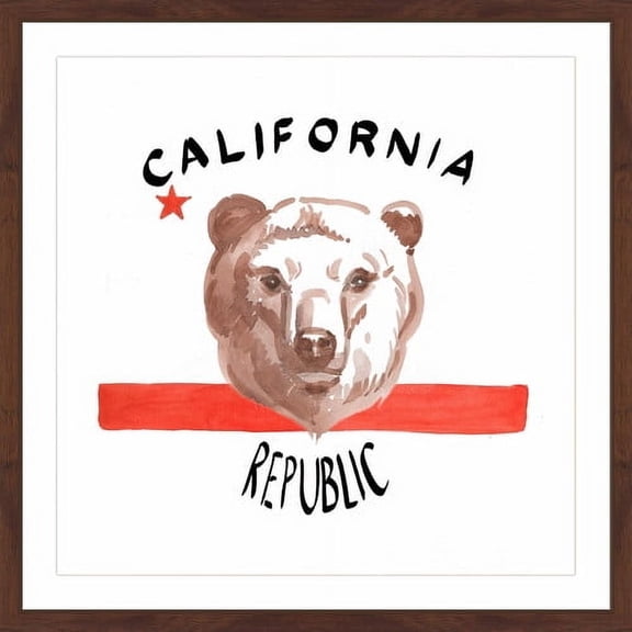 "Cal Repub Bear Face" Framed Painting Print