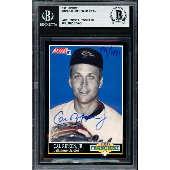 Cal Ripken Jr. Autographed 1991 Score Card #849 Baltimore Orioles #491/1991 Beckett BAS #18283545