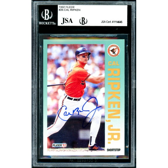 Cal Ripken Jr. Autographed 1992 Fleer Card #26 Baltimore Orioles JSA #Y14645