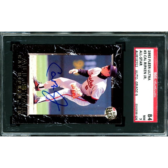 Cal Ripken Jr. Autographed 1992 Fleer Ultra Card #3 Baltimore Orioles SGC 7 Auto Grade Mint 9 SGC #8340339-126