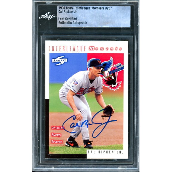 Cal Ripken Jr. Autographed 1998 Score Interleague Moments Card #257 Baltimore Orioles Leaf SKU #243523