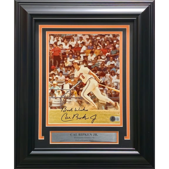 Cal Ripken Jr. Autographed Framed 8x10 Photo Baltimore Orioles "Best Wishes" Beckett BAS QR #BM37224