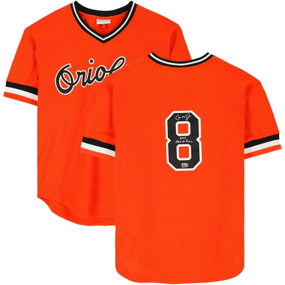 Cal Ripken Jr. Baltimore Orioles Autographed Orange Mitchell & Ness Replica Batting Practice Jersey with "HOF 07" Inscription - Fanatics Authentic Certified