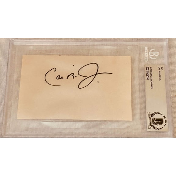 Cal Ripken autographed 3x5 cut signature BAS slabbed Orioles