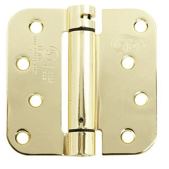 Cal-Royal 4 in. Full Mortise Round Corner Spring Hinge in Bright Brass Pack of 2