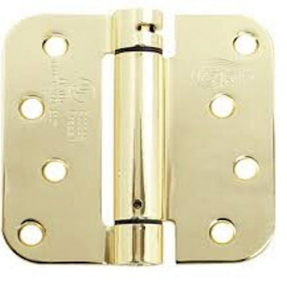 Cal-Royal 4 in. Full Mortise Round Corner Spring Hinge in Satin Brass, 2 Pack
