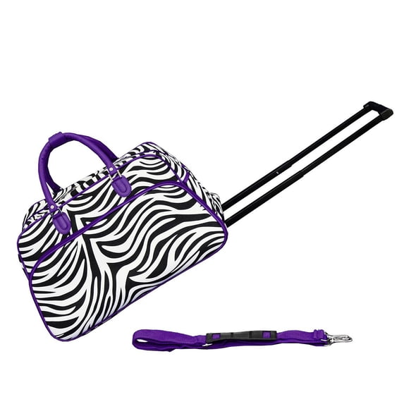 CalBags Animal Prints 21-Inch Carry-On Rolling Duffel Bag - Purple Trim Zebra