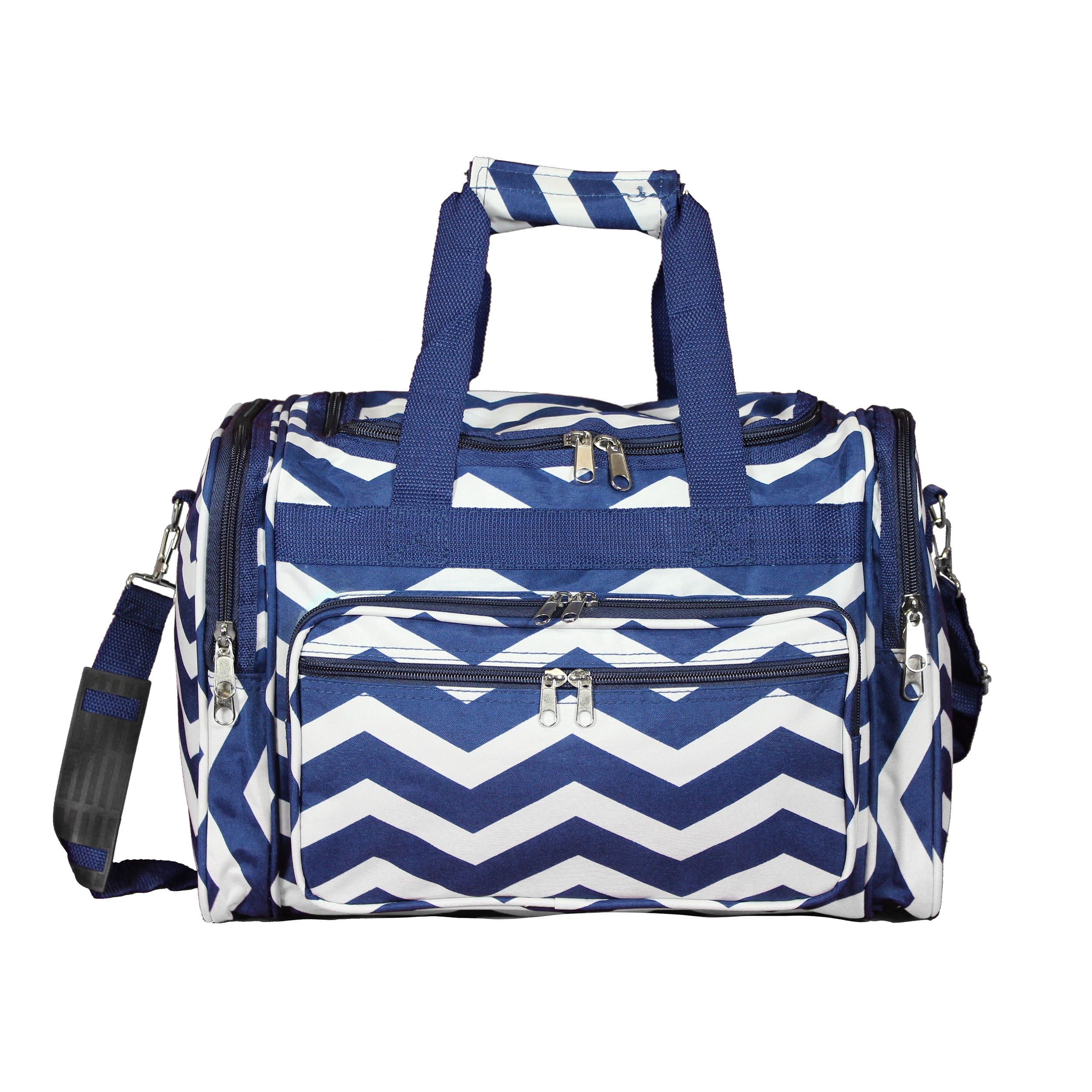 CalBags Chevron 16-inch Shoulder Carry-on Duffel Bag - Navy White Chevron