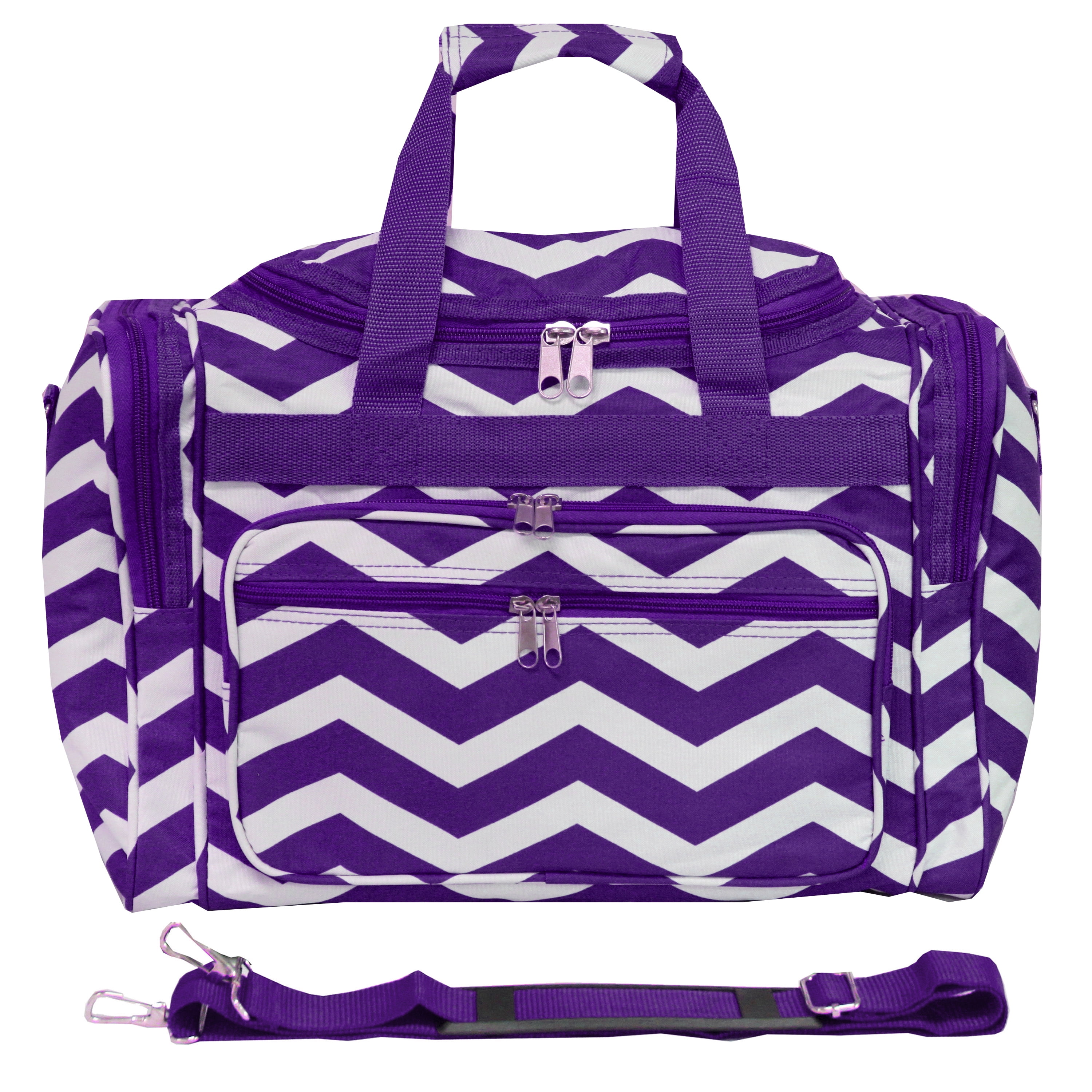 CalBags Chevron 16-inch Shoulder Carry-on Duffel Bag - Purple White Chevron