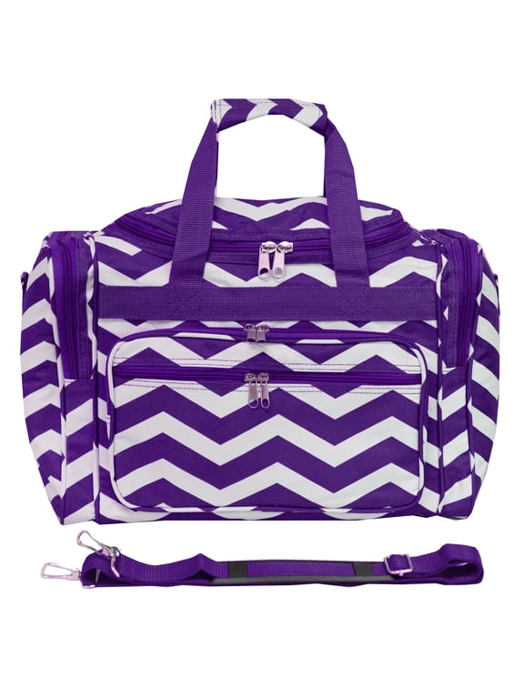 Chevron 16-inch Shoulder Carry-on Duffel Bag - Purple White Chevron