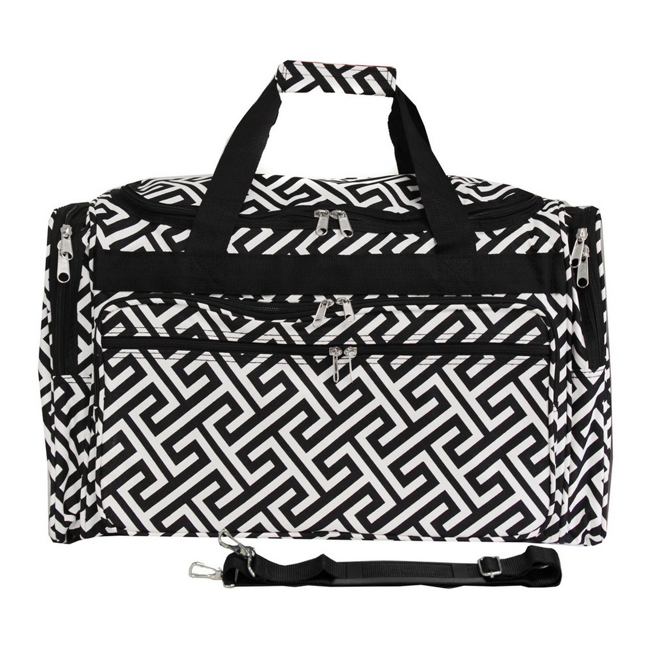 CalBags Classic Prints 19-inch Duffel Bag, Greek Key Black White