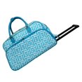 thumbnail image 1 of CalBags Classic Prints 21-Inch Carry-On Rolling Duffel Bag - Light Blue White Greek Key, 1 of 6