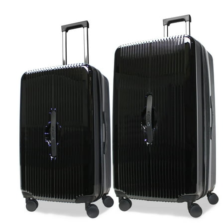 CalBags Dejuno Colossus 2-Piece Polycarbonate Lightweight Hardside Expandable Spinner Luggage Set with TSA Lock and Front Handle - Black