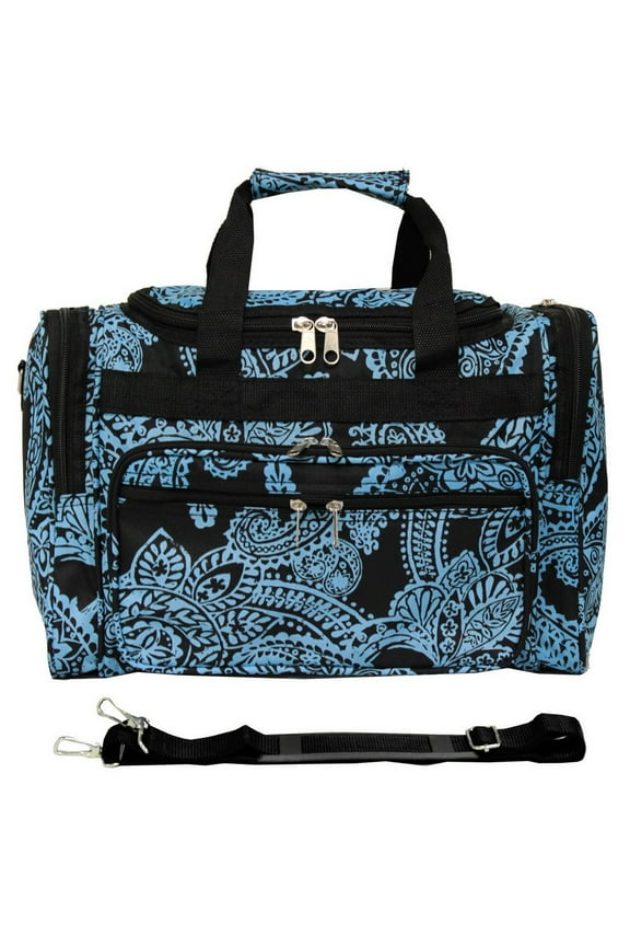 Classic Prints 16-inch Shoulder Carry-on Duffel Bag - Black Blue Paisley