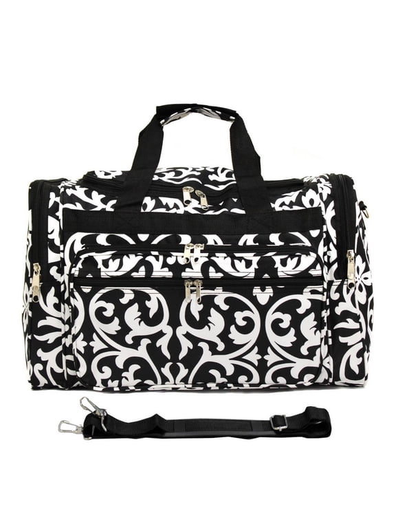 Fashion Prints 19-inch Duffel Bag, Damask Black White