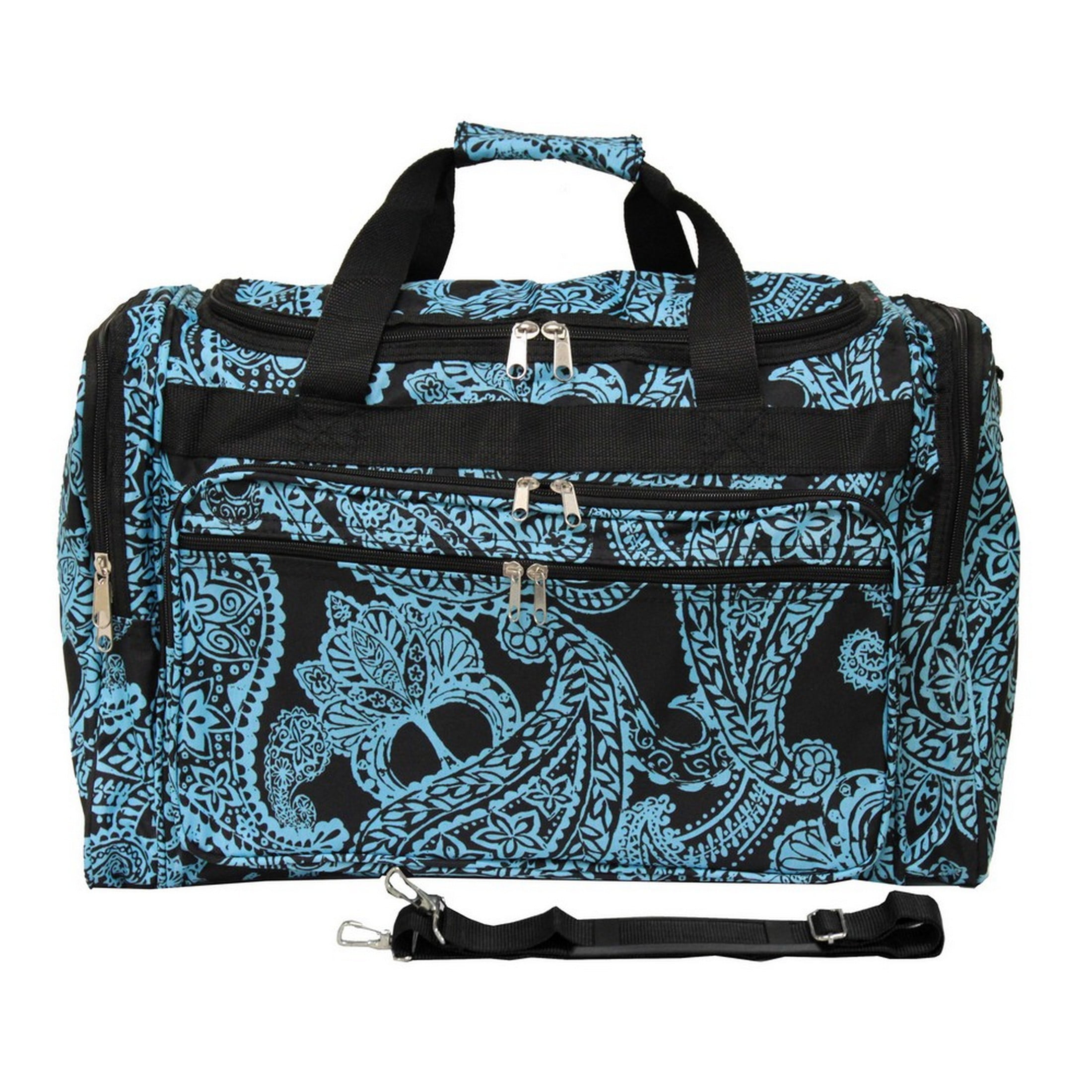 CalBags Fashion Prints 19-inch Duffle Bag Black Blue Paisley