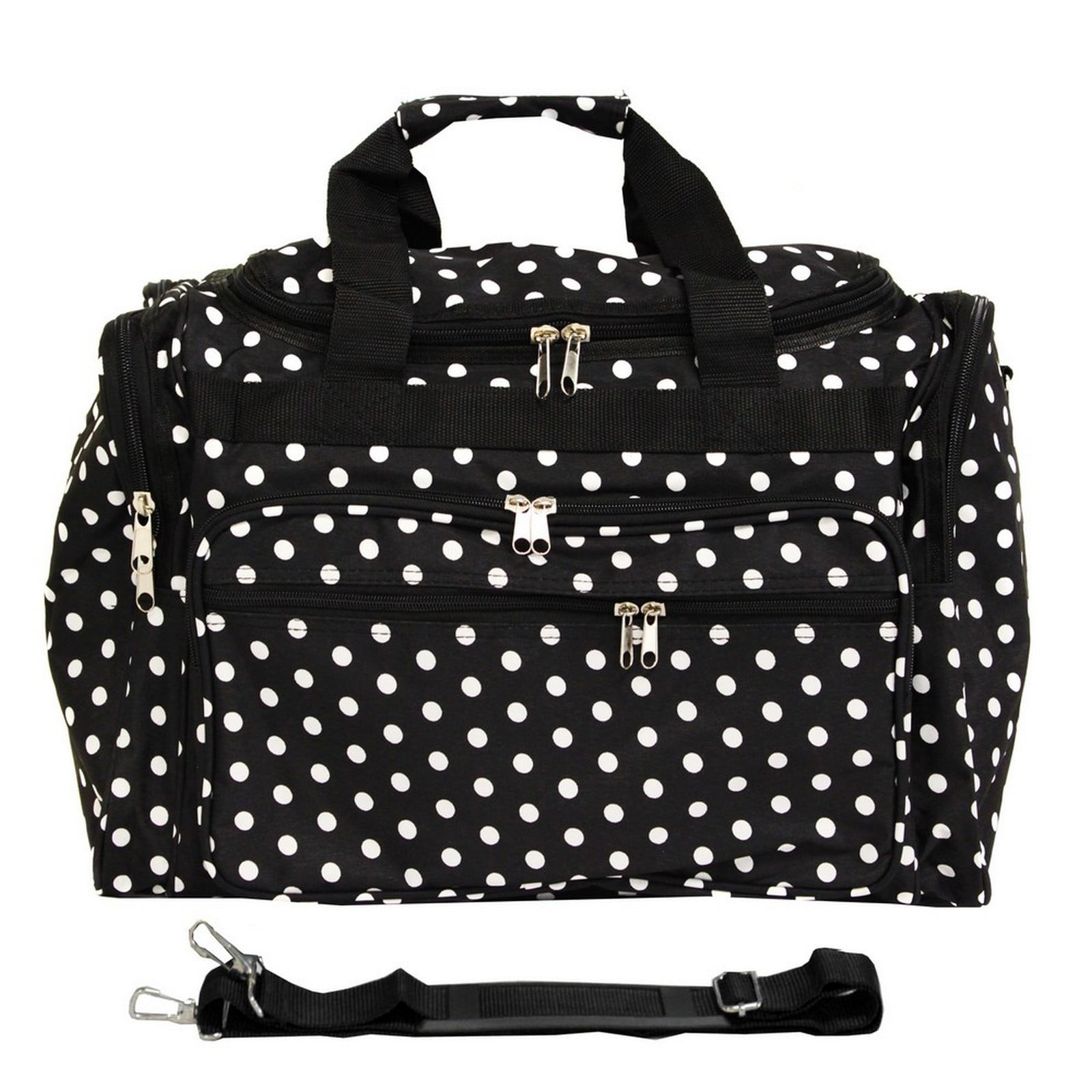 CalBags Fashion Prints 22-Inch Carry-On Duffle Bag with Adjustable Shoulder Strap - Black White Dot