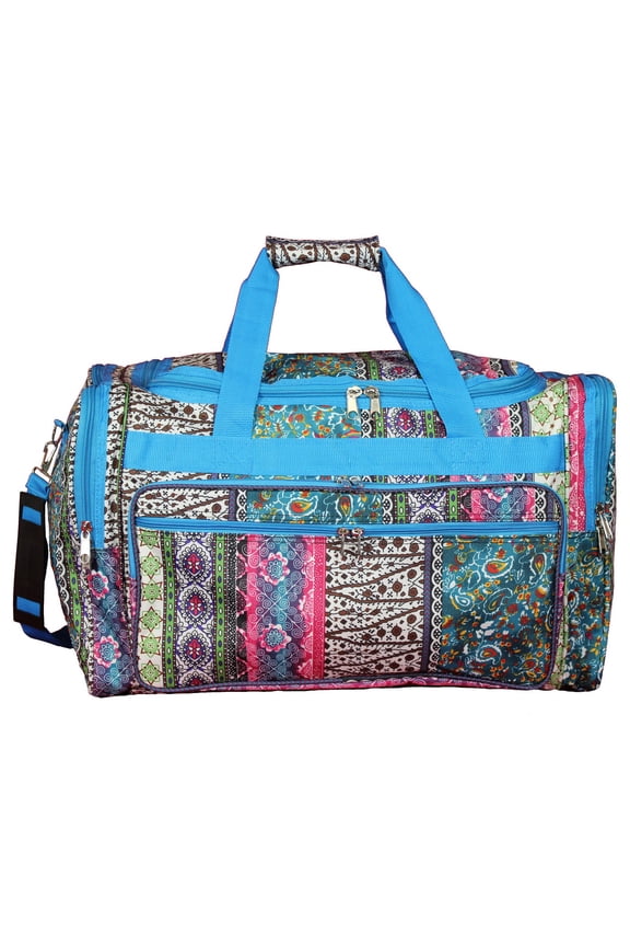 Fashion Prints 22-Inch Carry-On Duffle Bag with Adjustable Shoulder Strap - Bohemian Blue