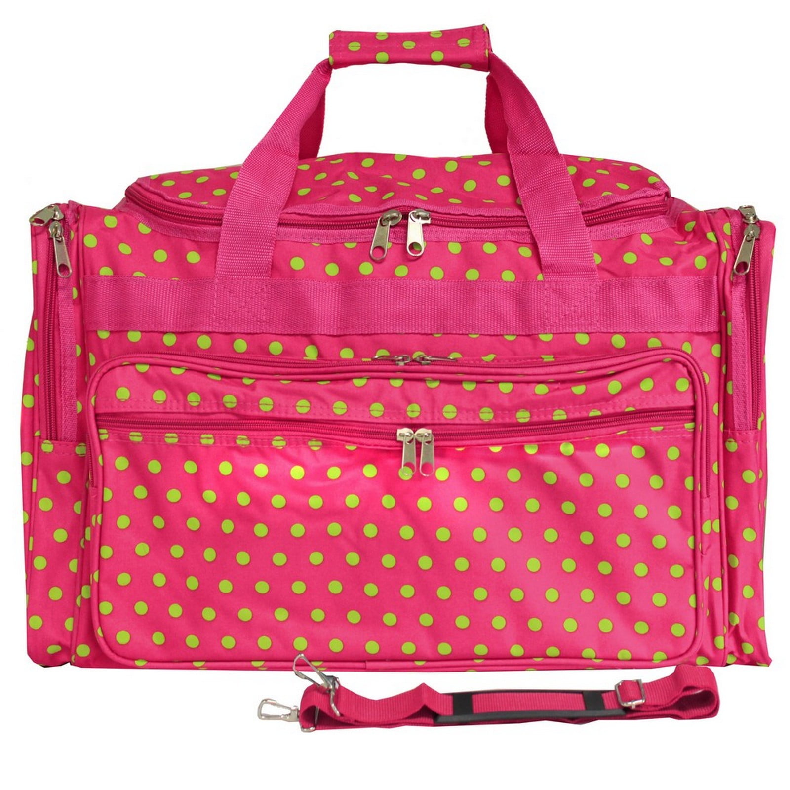 CalBags Fashion Prints 22-Inch Carry-On Duffle Bag with Adjustable Shoulder Strap - Fuchsia Lime Dot
