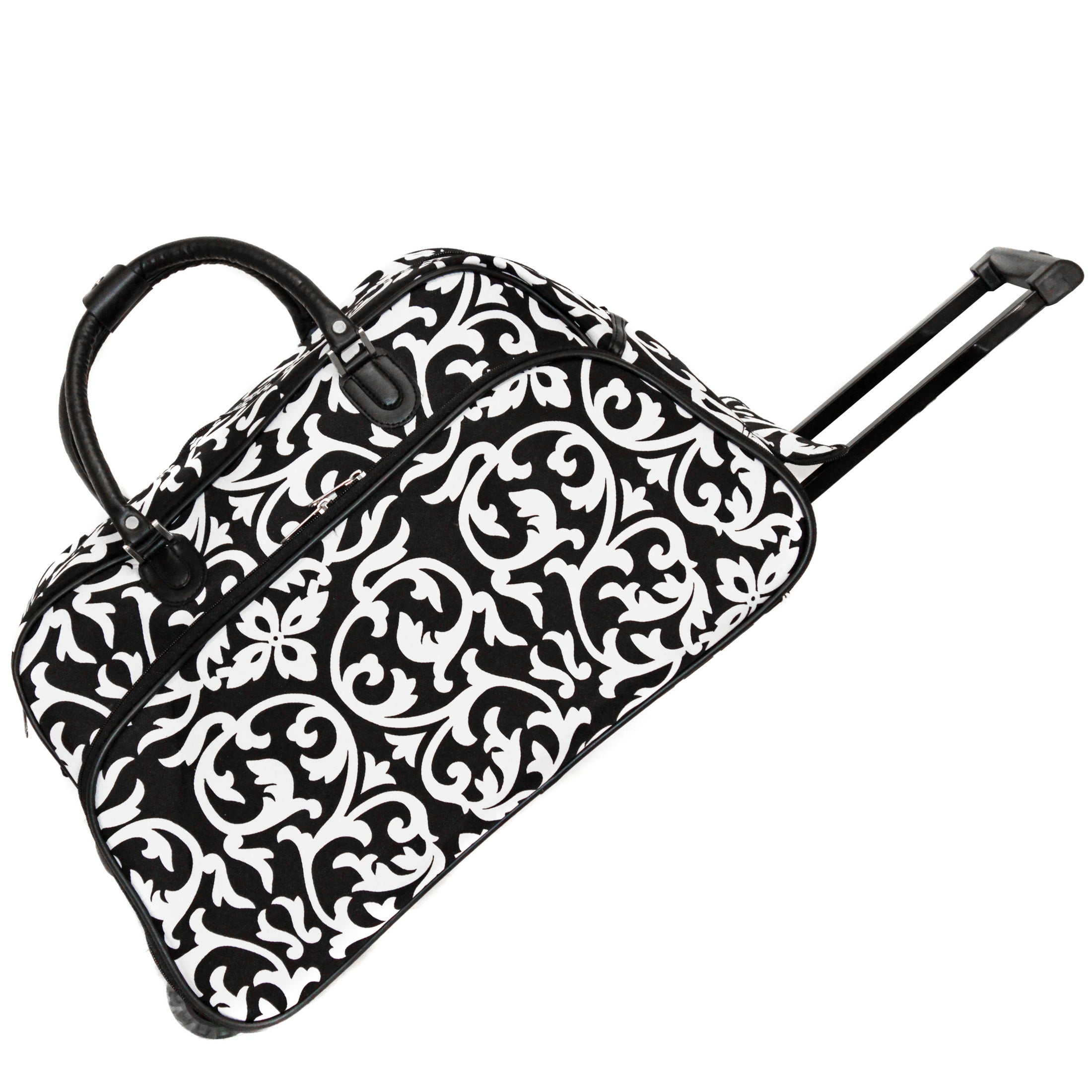 CalBags Floral Prints 21Inch CarryOn Rolling Duffel Bag Black Trim