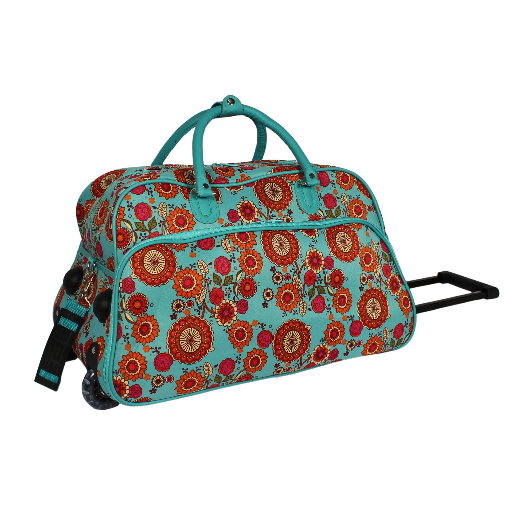 CalBags Floral Prints 21-Inch Carry-On Rolling Duffel Bag - Wildflowers
