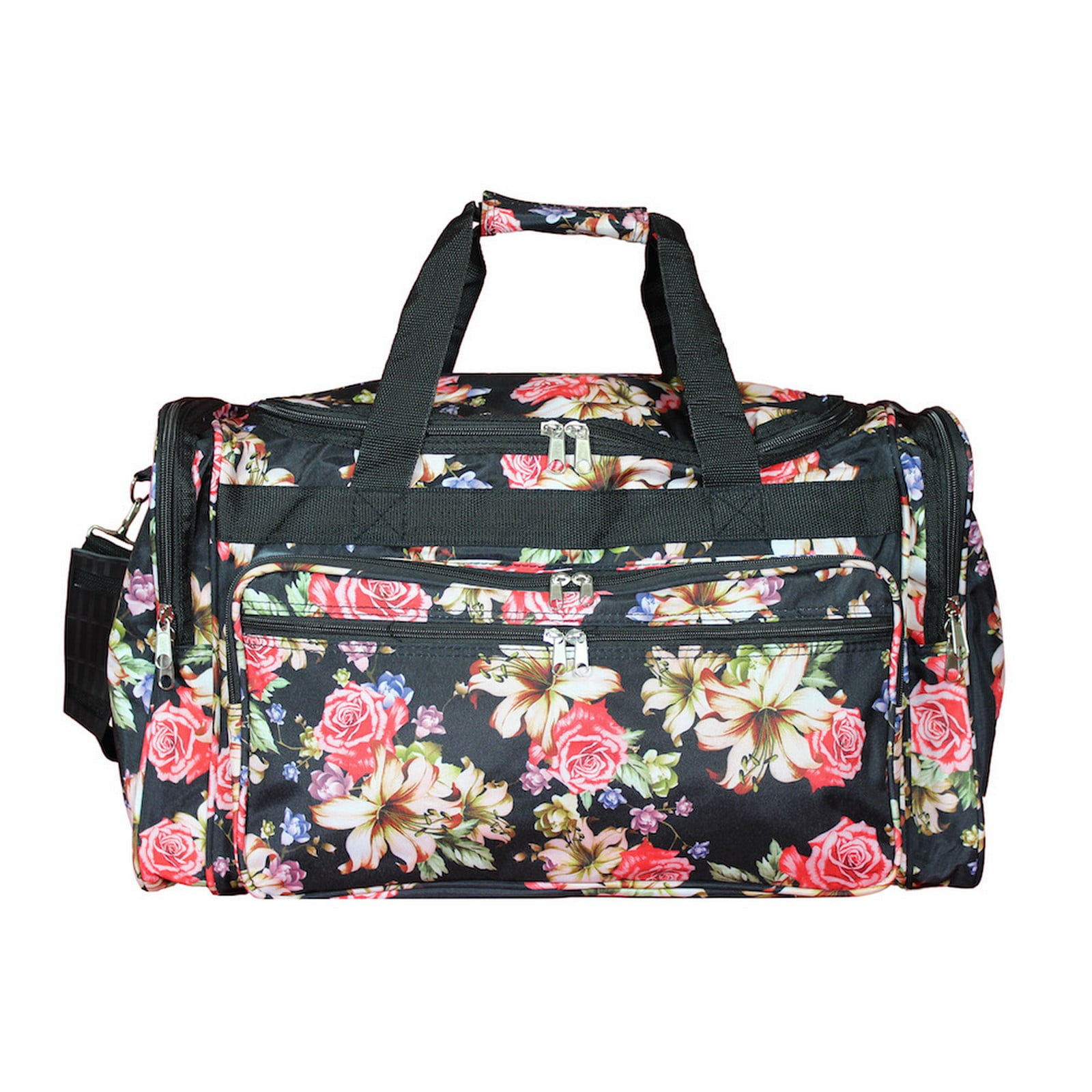 CalBags Floral Prints 22-Inch Carry-On Duffle Bag with Adjustable Shoulder Strap - Rose Lily