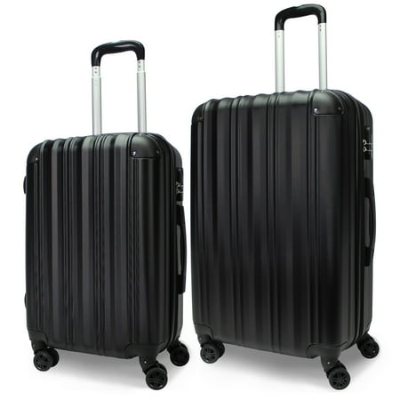 CalBags Kemyer Quest 2-Piece Hardside Lightweight Expandable Spinner Suitcase Luggage Set- Black (20 & 25)