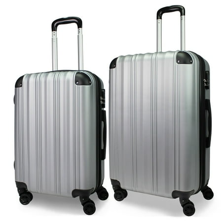 CalBags Kemyer Quest 2-Piece Hardside Lightweight Expandable Spinner Suitcase Luggage Set - Silver (20 & 25)