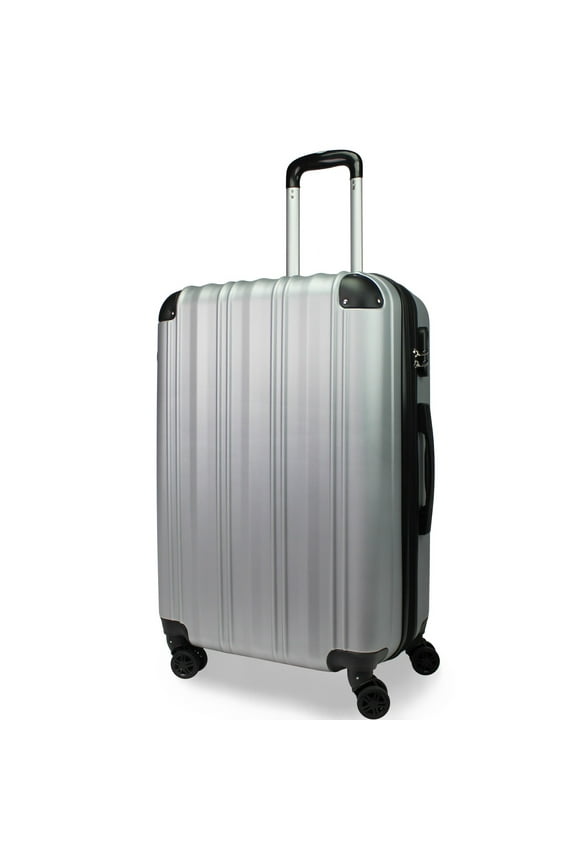 Kemyer Quest 25-Inch Hardside Lightweight Expandable Spinner Suitcase Luggage - Silver