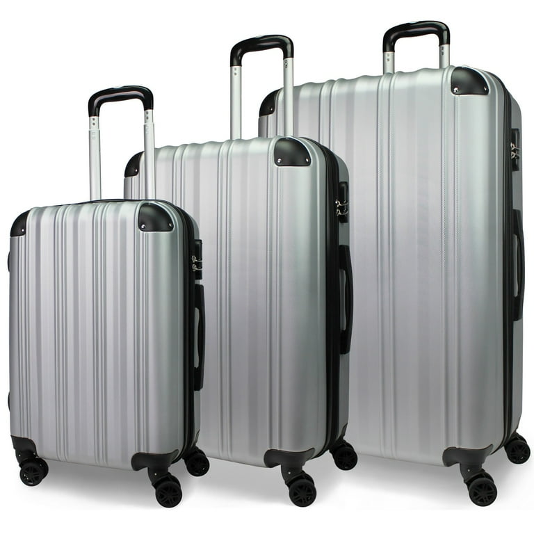 CalBags Kemyer Quest 3 Piece Hardside Lightweight Expandable Spinner Suitcase Luggage Set Silver Walmart