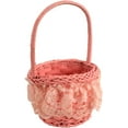 thumbnail image 1 of CalCastle Craft 2 Pc Painted Wicker Basket with Lace Decoration Center Piece (Circle Pink), 1 of 2