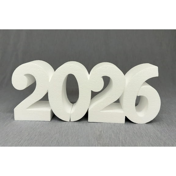 CalCastle Craft "2026" Jumbo White Foam Numbers New Year Birthday Graduation(Jumbo)