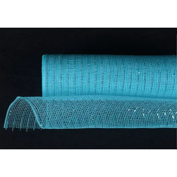 CalCastle Craft 21" x 10 Yards (30 ft) Poly Mesh Roll with Metallic Trim for Gift Wrapping and Decorating (Aqua-Blue)