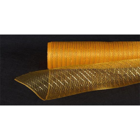 CalCastle Craft 21" x 10 Yards (30 ft) Poly Mesh Roll with Metallic Trim for Gift Wrapping and Decorating (Gold-Gold)