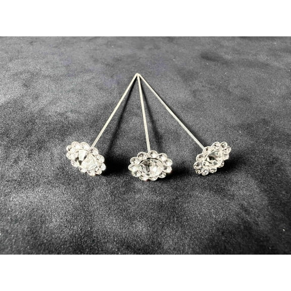 CalCastle Craft 24 Bouquet Pins Corsage Wedding Round Floral Design Crystal Rhinestone Diamond