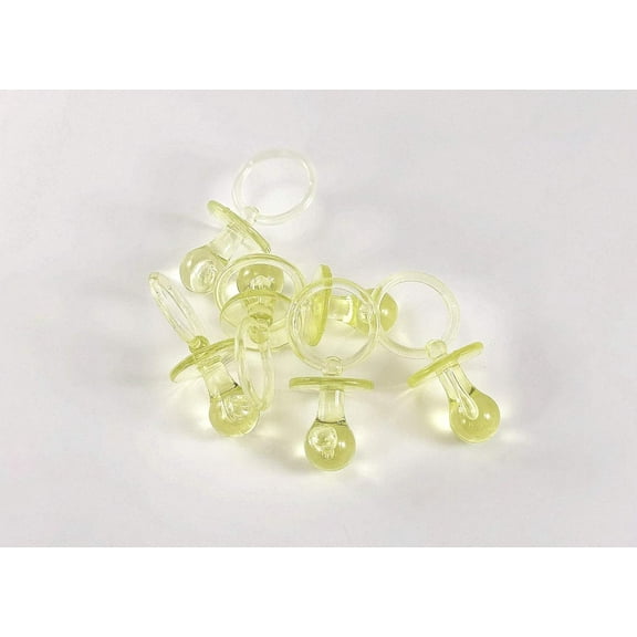 CalCastle Craft 3/4" Mini Clear Pacifiers Baby Shower Game Party Favors, Yellow, 12 Pieces