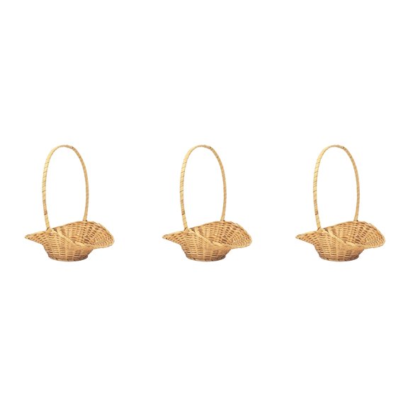 CalCastle Craft Bamboo Baskets with handle Gift Baskets, Woven Bread Roll Baskets, Food Serving Baskets, Natural Bamboo Material (8" Oval - 3 pcs)