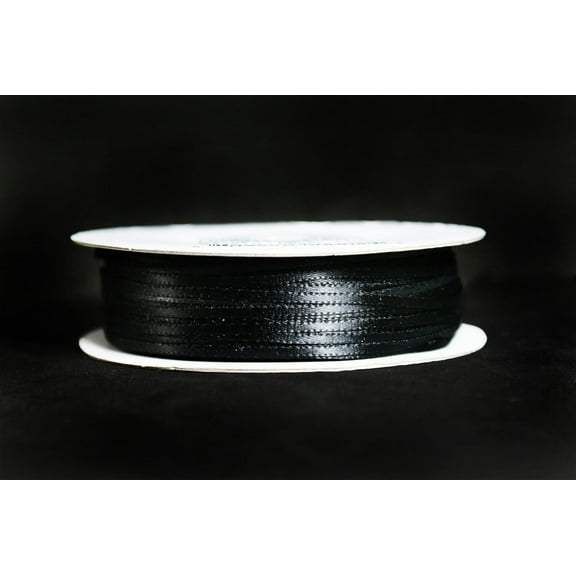 CalCastle Craft Double Face Satin Ribbon Polyester 100yrds Spool 1/8" (Black)