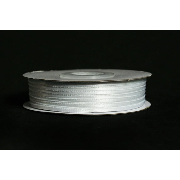 CalCastle Craft Double Face Satin Ribbon Polyester 100yrds Spool 1/8" (White)