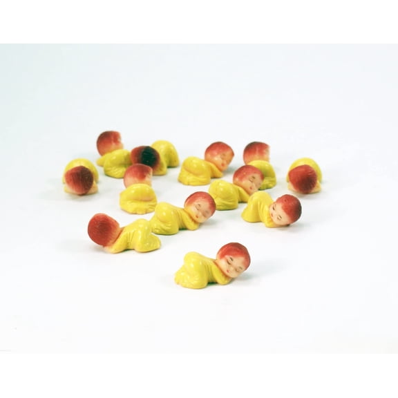 CalCastle Craft Mini Sleeping Baby Figurines Baby Shower Favor Decor Party Decorations (1.5", Yellow - 144 pc)