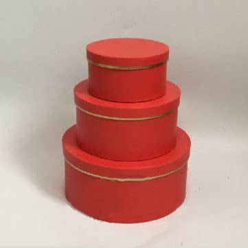 CalCastle Craft Red Round Gift Wrap Box with Gold Trim on Lid