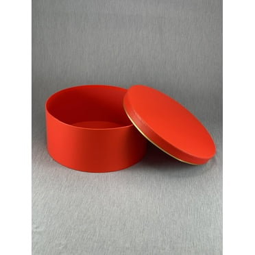 CalCastle Craft Red Round Gift Wrap Box with Gold Trim on Lid