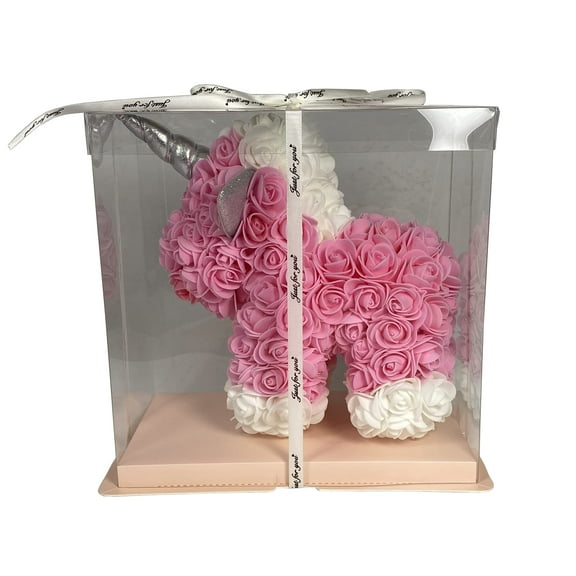 CalCastle Craft Rose Unicorn Soft Foam Flowers 10" x 10" x 6" with Optional Display Box (Pink, with Box)