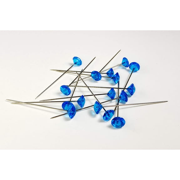 CalCastle Crystal Diamante 2" Pins for Floral Craft Bouquet Bling 100 pcs/Box (Blue)