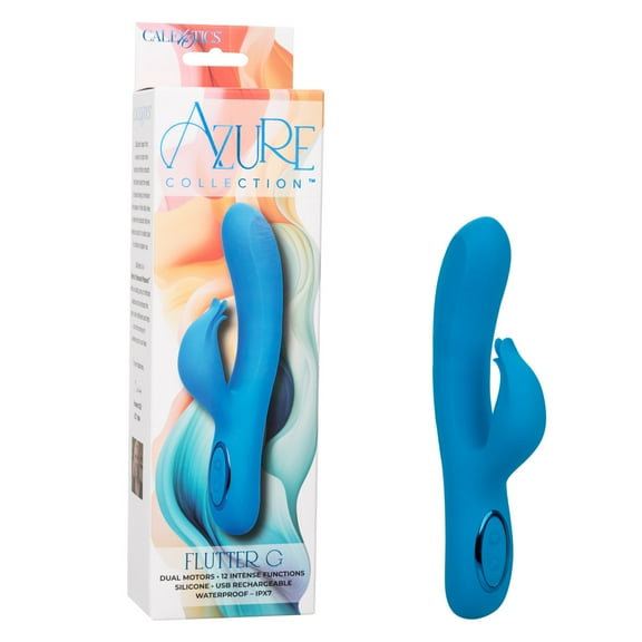 CalExotics Azure Collection Flutter G Silicone Rabbit Vibrator, Blue