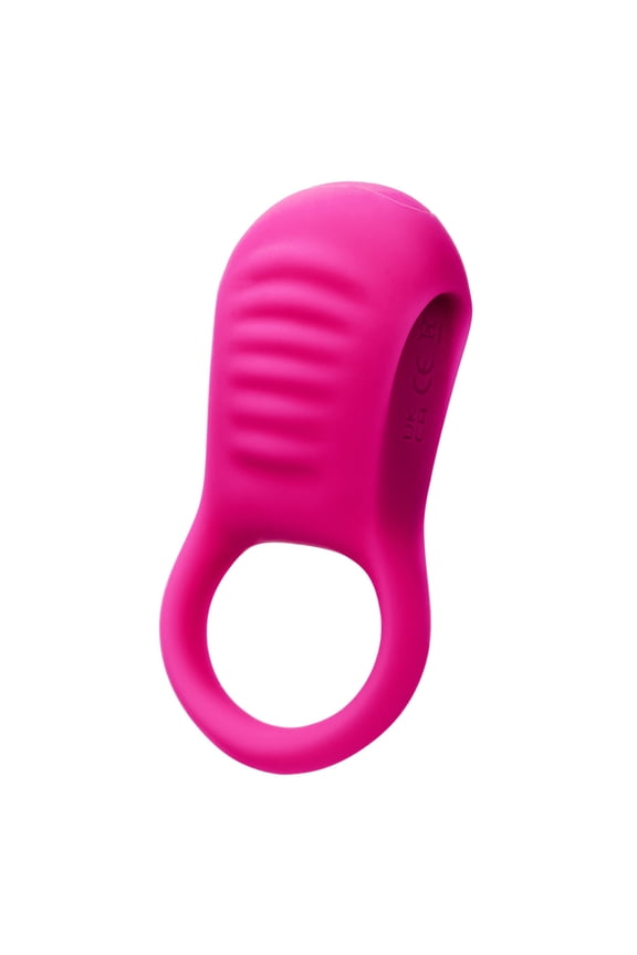 CalExotics Basic Essentials Rechargeable Ridge Rider Silicone Penis Ring, Pink