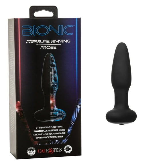 CalExotics Bionic Pressure Rimming Probe Silicone Vibrating Anal Plug, Black