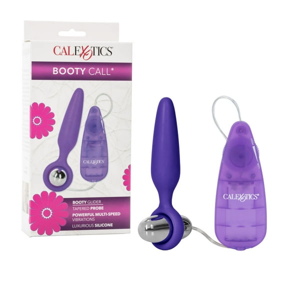 CalExotics Booty Call Multi-Speed Glider Anal Probe Silicone Retrievable Loop with Bullet Vibrator - Purple