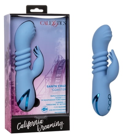 CalExotics California Dreaming Santa Cruz Coaster Rabbit Vibrator, Blue