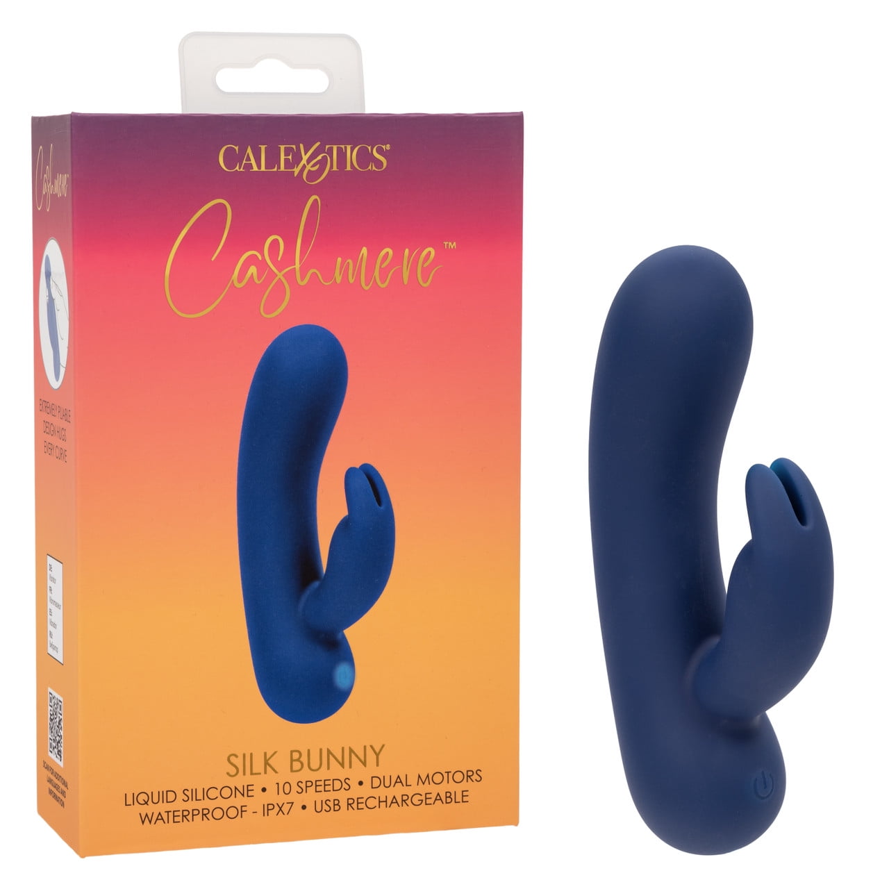 CalExotics Cashmere Silk Bunny Rechargeable Silicone Rabbit Vibrator, Blue 